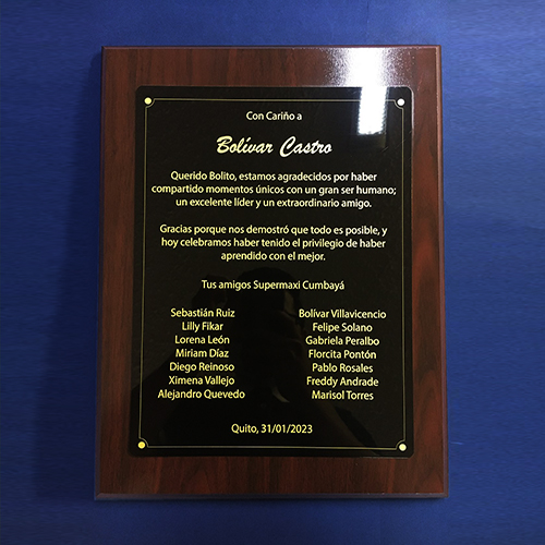 Placa de Madera con Aluminio Negro